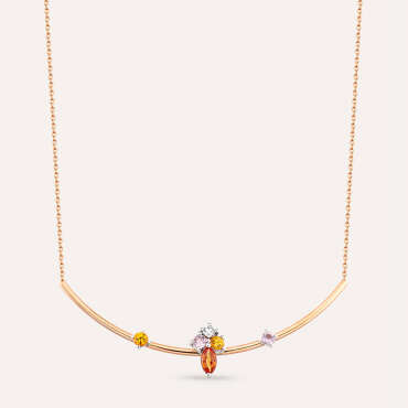 0.67 CT Multicolor Sapphire and Diamond Necklace - Nev Jewellery