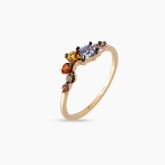 0.63 CT Multicolor Sapphire and Brown Diamond Rose Gold Ring - 4