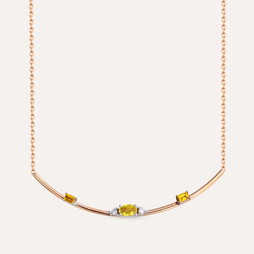 0.63 CT Yellow Sapphire and Diamond Pendant - Nev Jewellery