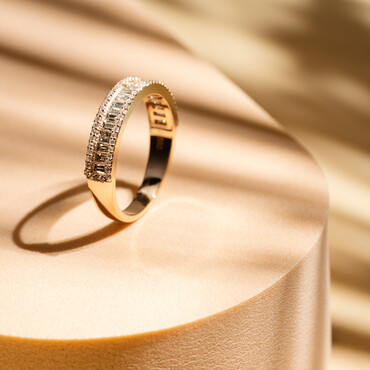 0.64 CT Baguette Cut Diamond Rose Gold Half Eternity Ring - Nev Jewellery (1)