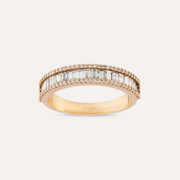 0.64 CT Baguette Cut Diamond Rose Gold Half Eternity Ring - Nev Jewellery