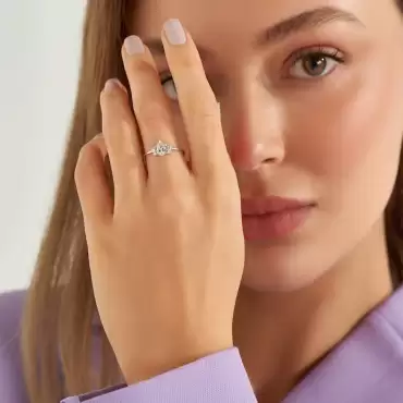 0.65 CT Pear Cut Diamond White Gold Ring - Nev Jewellery (1)