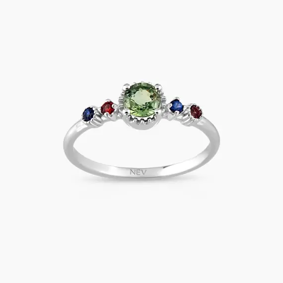 0.67 CT Multicolor Sapphire White Gold Ring - 1