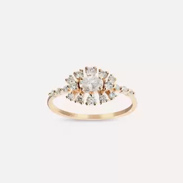 0.68 CT Oval Kesim Pırlanta Taşlı Rose Altın Yüzük - Nev Jewellery (1)
