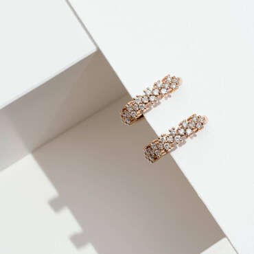 0.71 CT Pırlanta Taşlı Rose Altın Küpe - Nev Jewellery