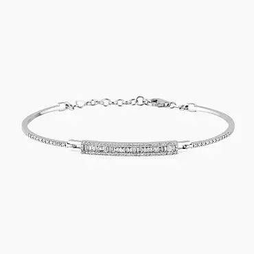1.07 CT Baget Kesim Pırlanta Taşlı Beyaz Altın Bileklik - Nev Jewellery (1)