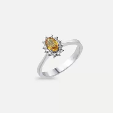 0.72 CT Yellow Safir ve Pırlanta Taşlı Anturaj Yüzük - Nev Jewellery (1)