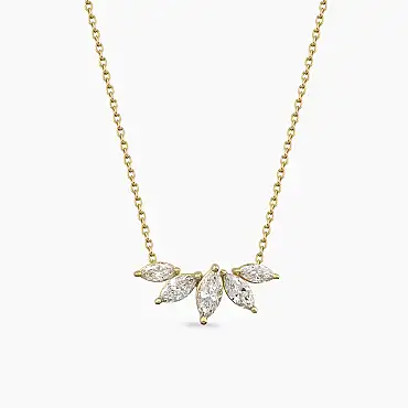 0.73 CT Markiz Kesim Pırlanta Taşlı Sarı Altın Kolye - Nev Jewellery (1)