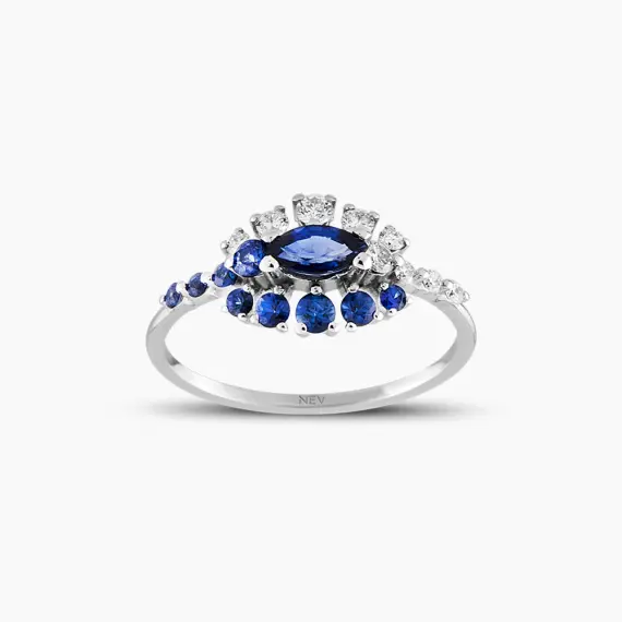 0.74 CT Sapphire and Diamond Ring - 1