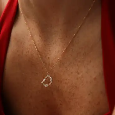 0.70 CT Pear and Marquise Cut Diamond Rose Gold D Letter Necklace - Nev Jewellery (1)