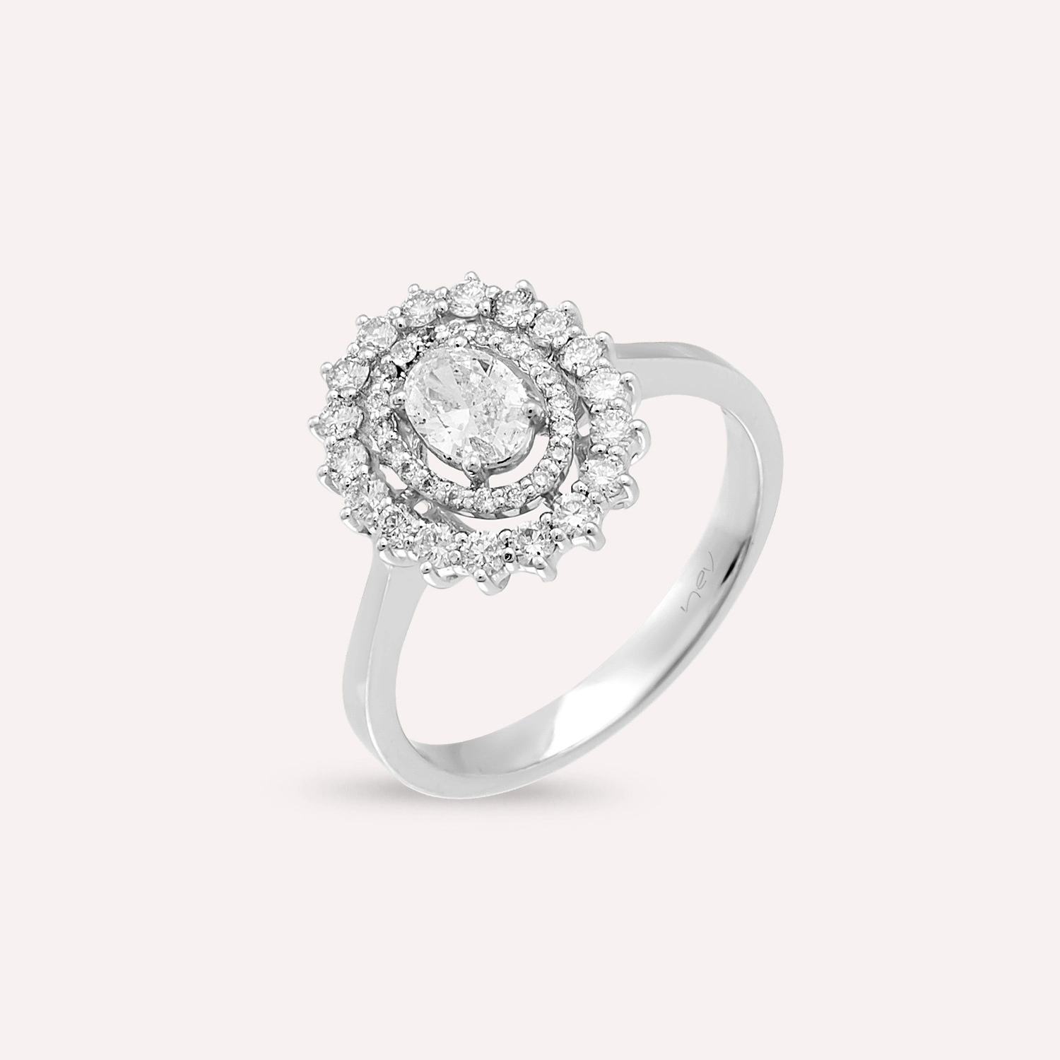 0.76 Diamond and Rose Cut Diamond White Gold Ring - 3