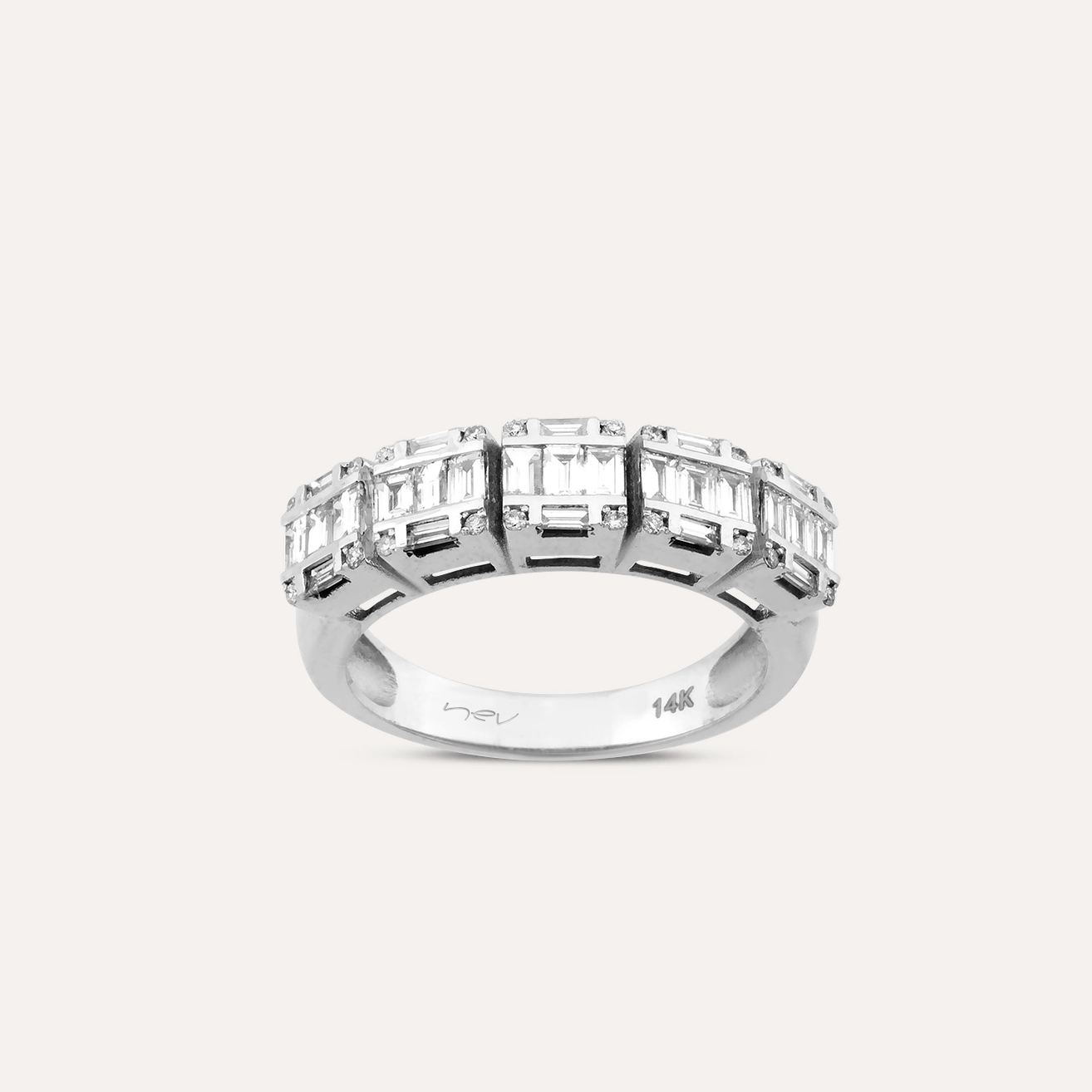 0.77 CT Baguette Cut Diamond White Gold Ring - 1