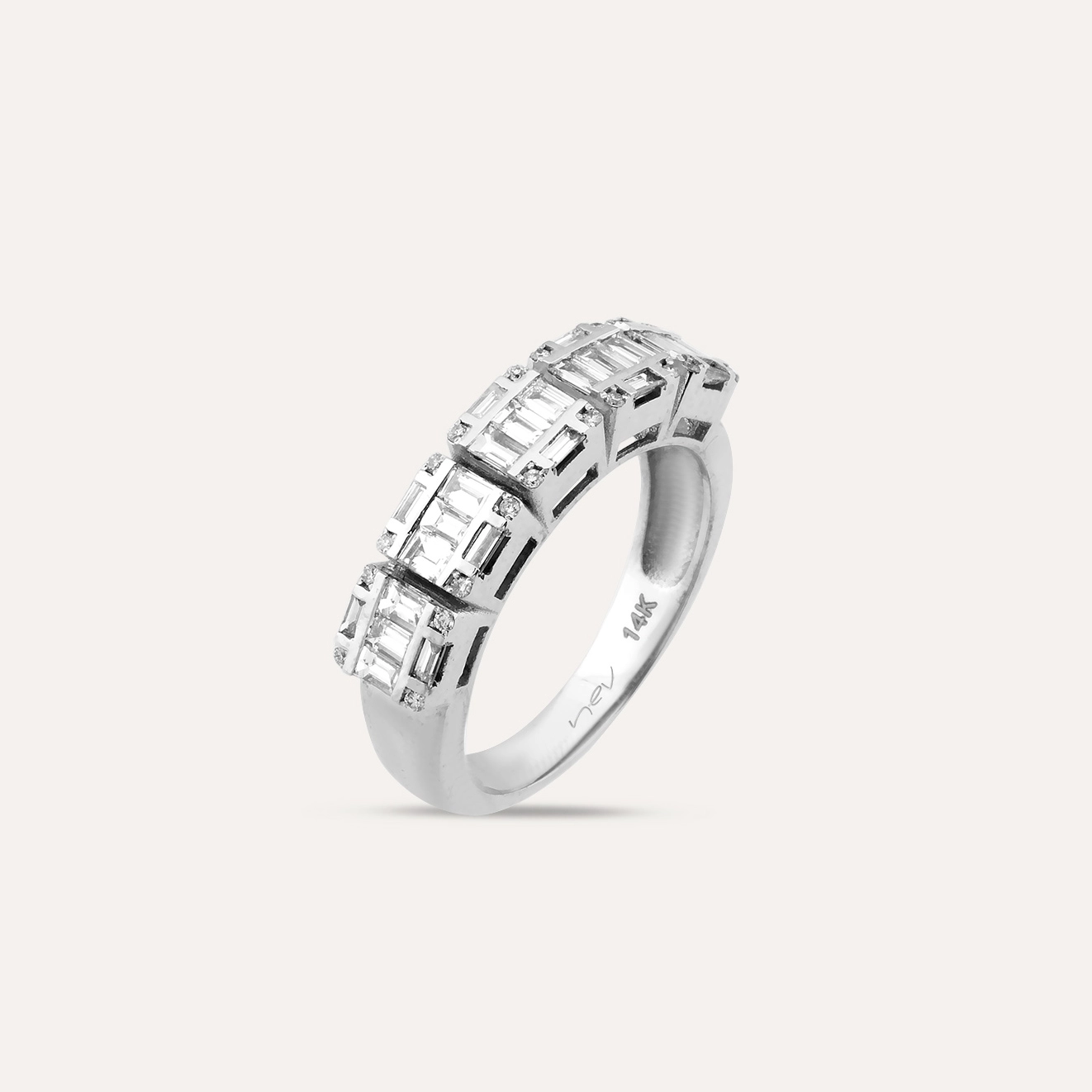 0.77 CT Baguette Cut Diamond White Gold Ring - 3