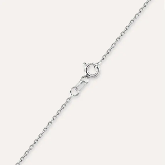 0.78 CT Baget Kesim Pırlanta Taşlı Beyaz Altın Kolye - 2