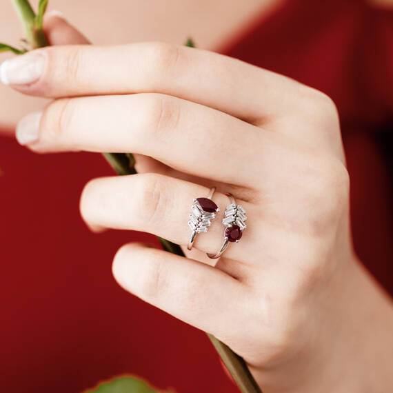 0.90 CT Ruby and Diamond White Gold Ring - 2