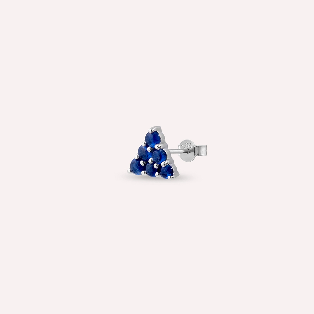 0.78 CT Safir Taşlı Beyaz Altın Tek Küpe - Nev Jewellery (1)