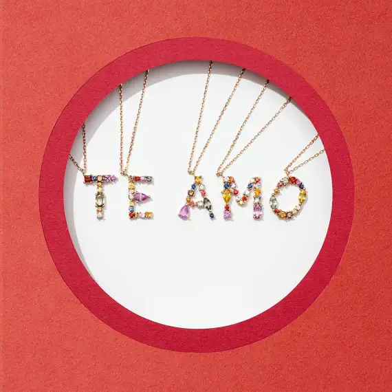 0.56 CT Brown Diamond and Multicolor Sapphire T Letter Pendant - 3