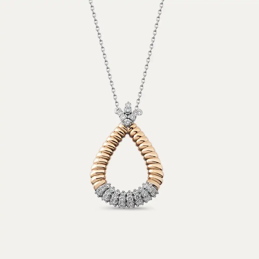 0.79 CT Diamond Rose and White Gold Necklace - 1