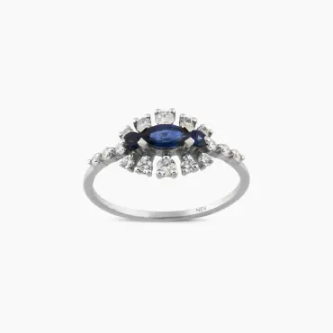 0.87 CT Pırlanta ve Safir Taşlı Yüzük - Nev Jewellery (1)