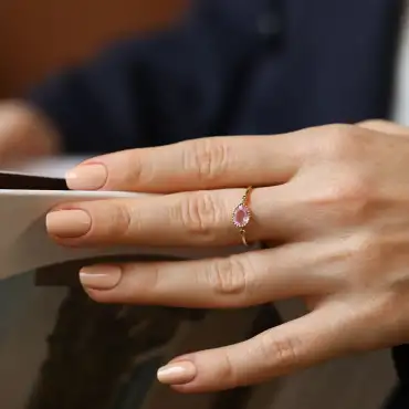 0.82 CT Brown Diamond and Pink Sapphire Yellow Gold Ring - Nev Jewellery (1)