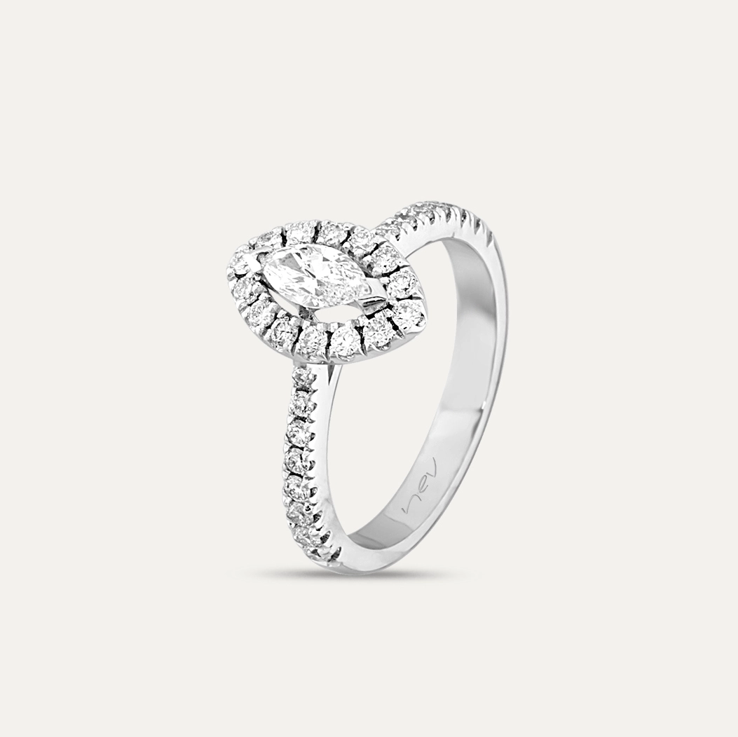 0.82 CT Marquise Cut Diamond White Gold Ring - 1