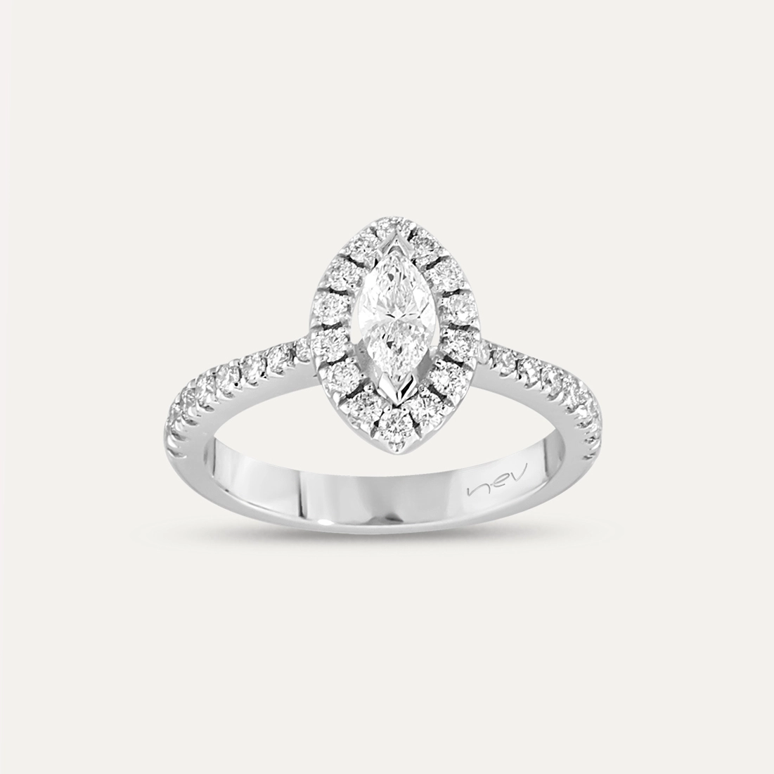 0.82 CT Marquise Cut Diamond White Gold Ring - 3