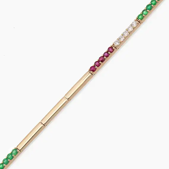 0.82 CT Multicolor Sapphire Rose Gold Tennis Bracelet - 2