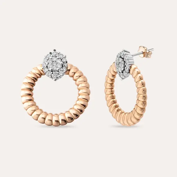 0.83 CT Diamond Rose and White Gold Earring - 1