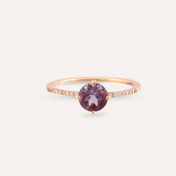 0.84 CT Amethyst and Diamond Rose Gold Ring - 5