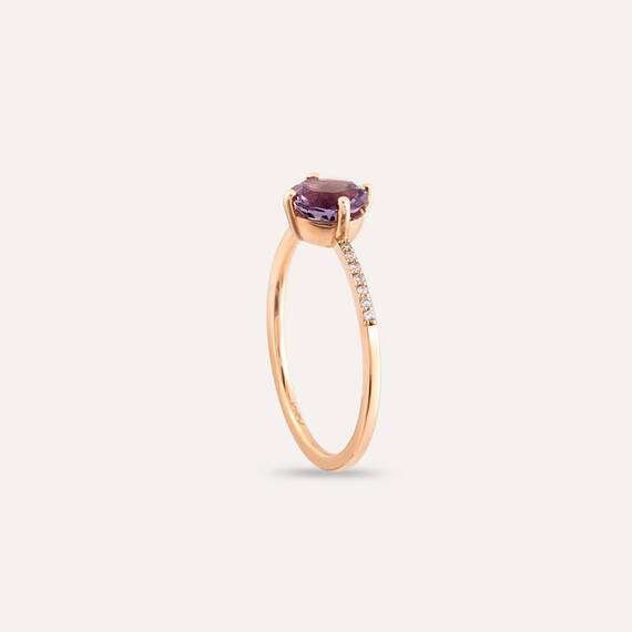 0.84 CT Amethyst and Diamond Rose Gold Ring - 4