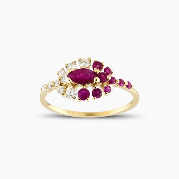0.95 CT Diamond and Ruby Ring - 1