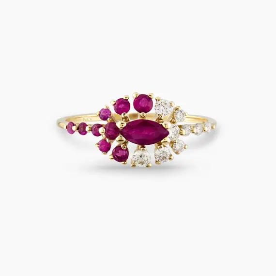 0.95 CT Diamond and Ruby Ring - 4