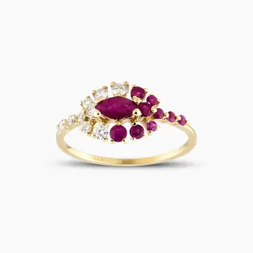 0.95 CT Pırlanta ve Yakut Taşlı Yüzük - Nev Jewellery (1)