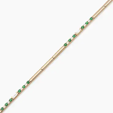 0.84 CT Zümrüt Ve Pırlata Taşlı Rose Altın Su Yolu Bileklik - Nev Jewellery (1)