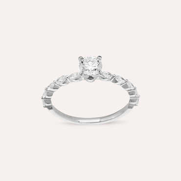 0.87 CT Markiz Pırlanta Taşlı Beyaz Altın Yüzük - Nev Jewellery