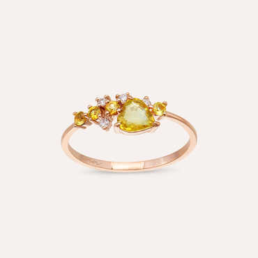 Zoya 0.63 CT Yellow Safir ve Pırlanta Taşlı Rose Altın Yüzük - Nev Jewellery