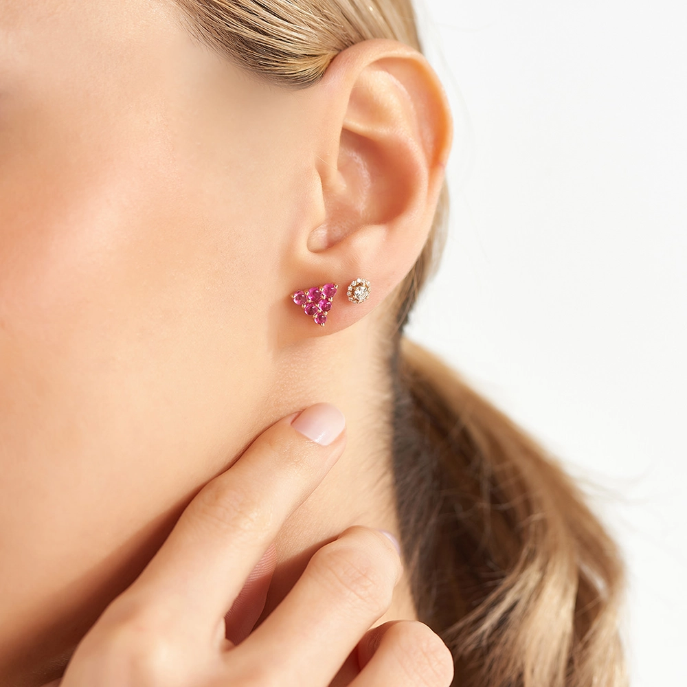 0.88 CT Ruby Rose Gold Single Earring - Nev Jewellery (1)