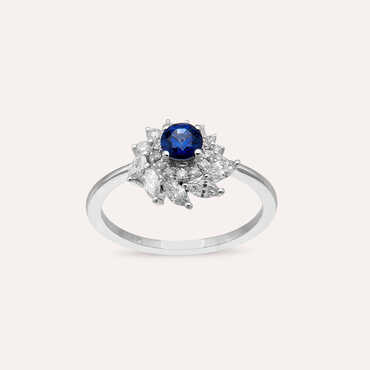 0.88 CT Sapphire and Diamond White Gold Ring - Nev Jewellery