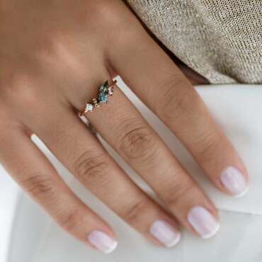 Lily Multicolor Safir ve Pırlanta Taşlı Rose Altın Yüzük - Nev Jewellery (1)