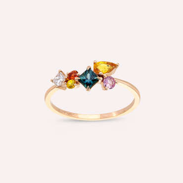 Lily 0.91 CT Multicolor Sapphire and Diamond Rose Gold Ring - Nev Jewellery