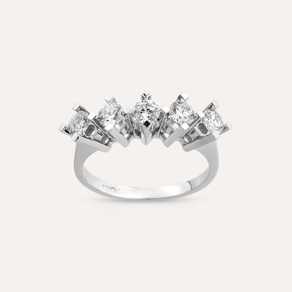 0.93 CT Pırlanta Taşlı Beyaz Altın Beştaş Yüzük - Nev Jewellery