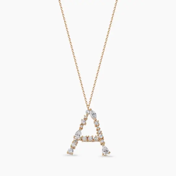 A Harf 0.94 CT Damla ve Markiz Kesim Pırlanta Taşlı Kolye - 1