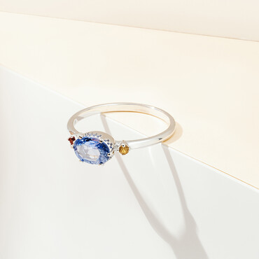 1.13 CT Multicolor Safir Taşlı Beyaz Altın Yüzük - Nev Jewellery (1)