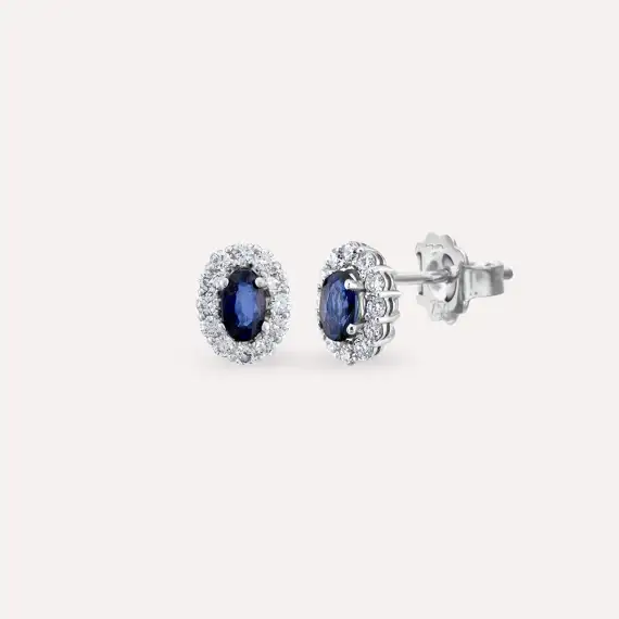 0.95 CT Sapphire and Diamond White Gold Anturage Earring - 1