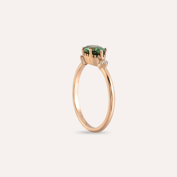 0.96 CT Green Sapphire and Diamond Rose Gold Ring - 4