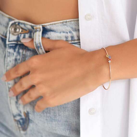 0.96 CT Multicolor Safir Taşlı Rose Altın Bileklik - 3