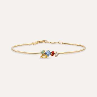 0.96 CT Multicolor Safir ve Pırlanta Taşlı Sarı Altın Bileklik - Nev Jewellery (1)