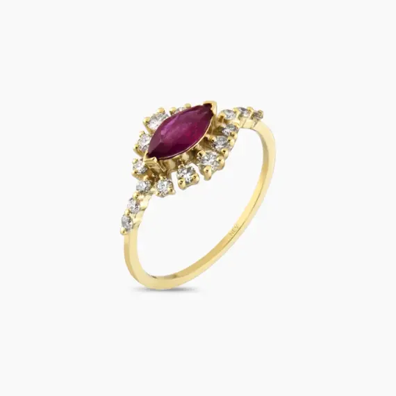 1.03 CT Ruby and Diamond Yellow Gold Ring - 3