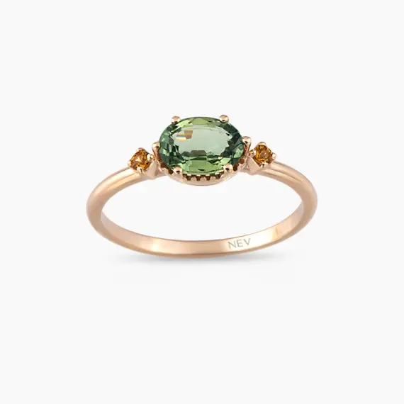 1.06 CT Multicolor Sapphire Rose Gold Ring - 1