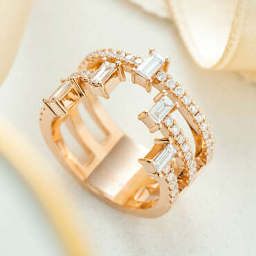 1.00 CT Baguette Cut Dimaond Rose Gold Ring - Nev Jewellery